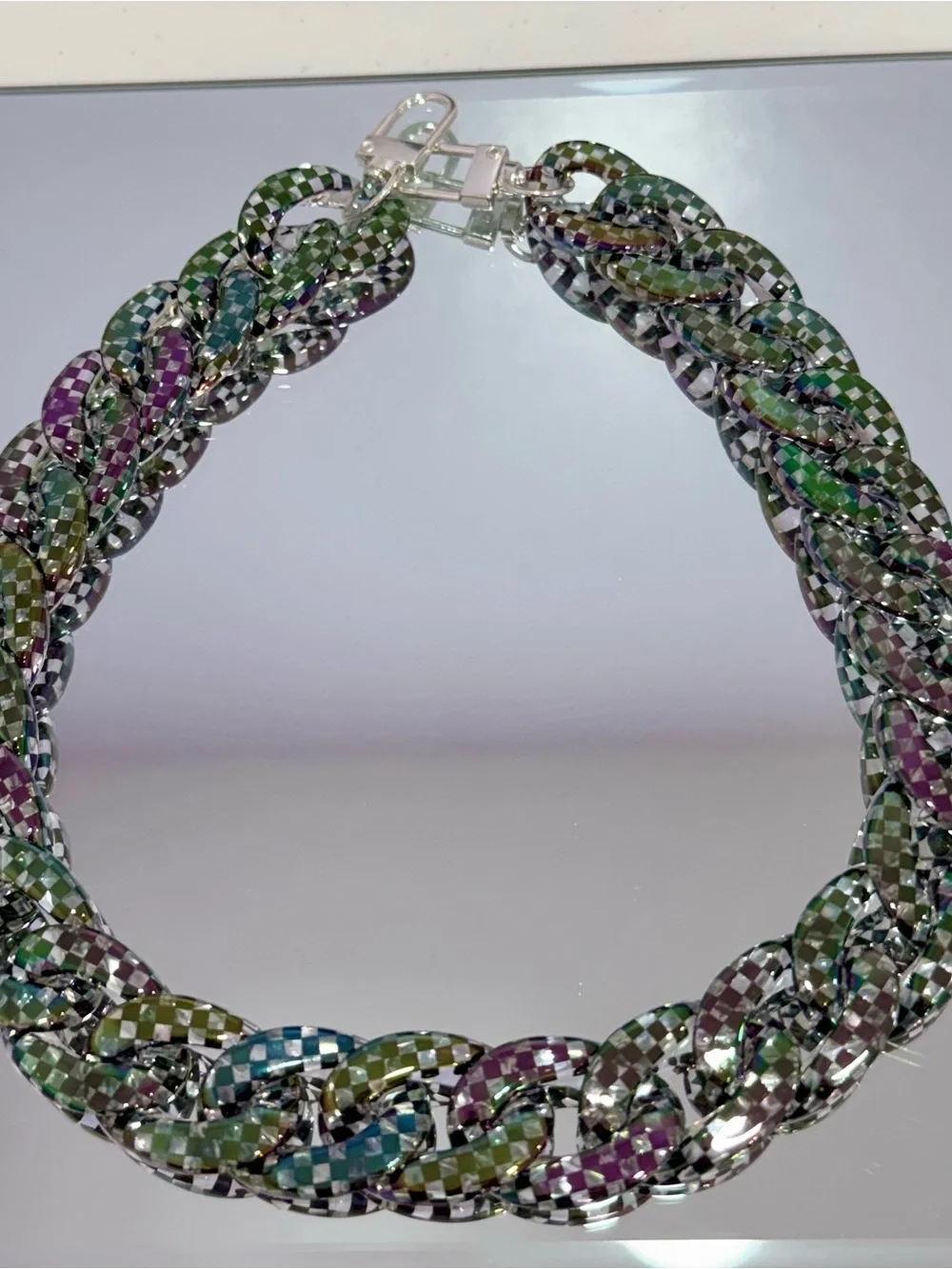 New Multicolor Checkered Bag Chain 18 inches